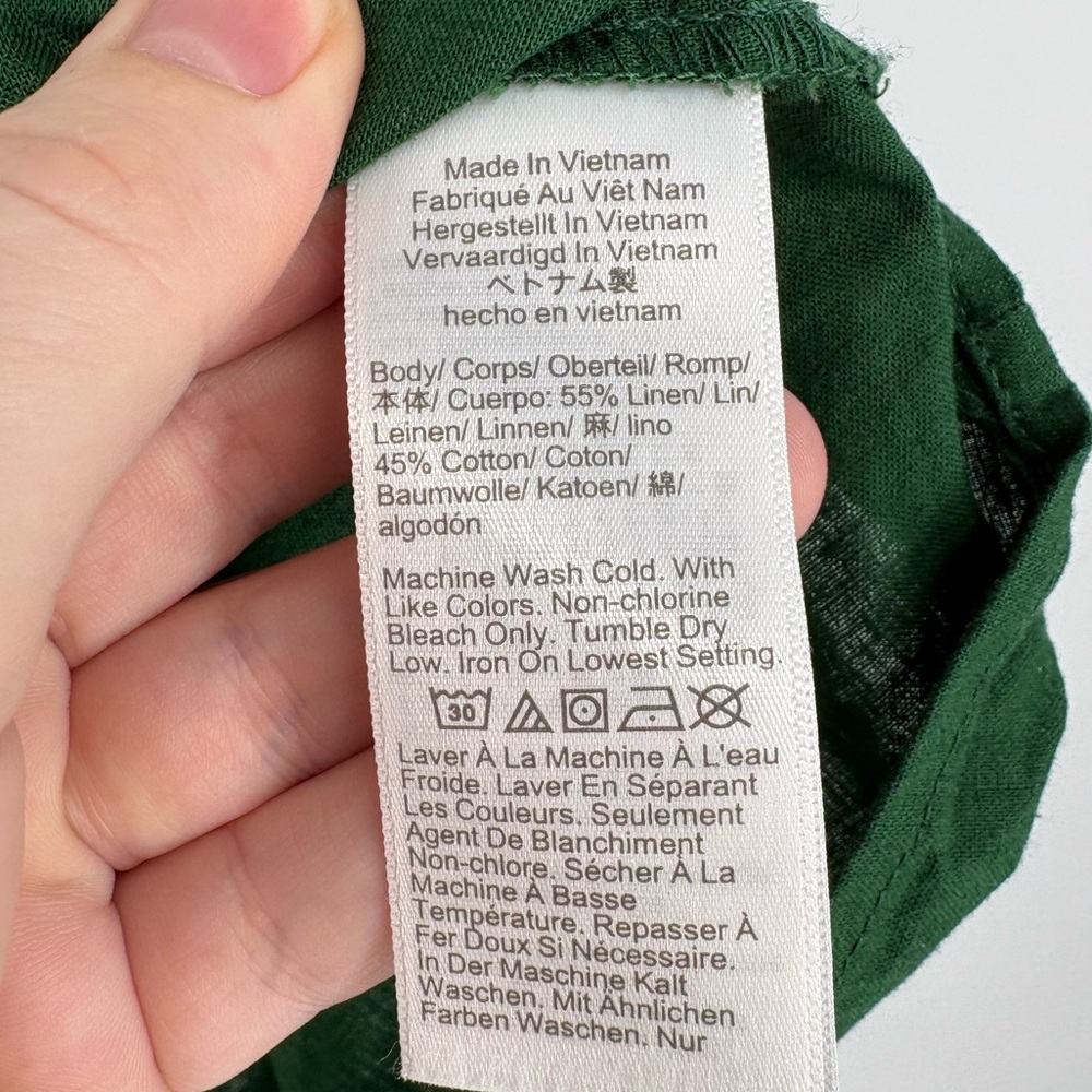 J. Crew Factory Linen Blend Button Front Shell Tank Green - Picture 7 of 9